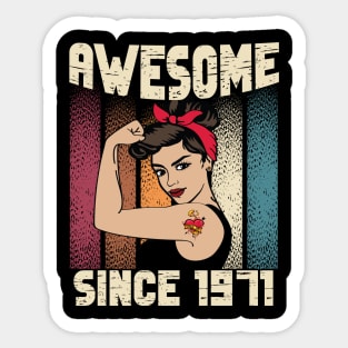 Awesome since 1971,51th Birthday Gift women 51 years old Birthday Sticker